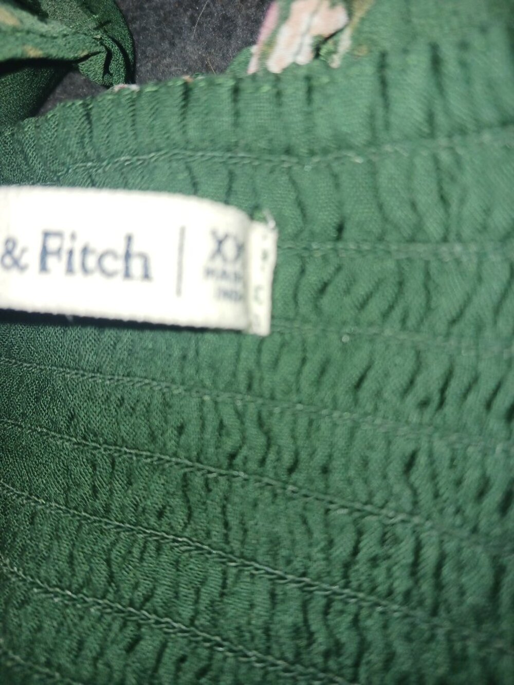 Abercrombie & Fitch Women's Size XL Green Floral Long Sleeve Smocked Mini Dress - Picture 3 of 3